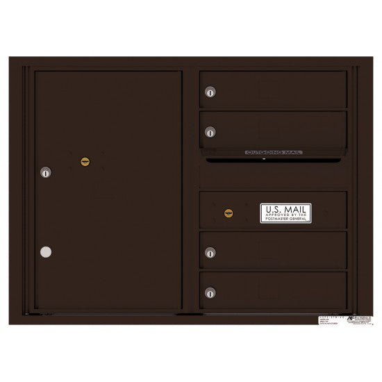 4C06D-04 - 4 Tenant Doors with 1 Parcel Locker and Outgoing Mail Compartment - 4C Wall Mount 6-High Mailboxes