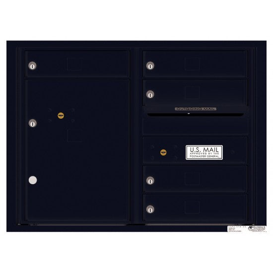 4C06D-05 - 5 Tenant Doors with 1 Parcel Locker and Outgoing Mail Compartment - 4C Wall Mount 6-High Mailboxes