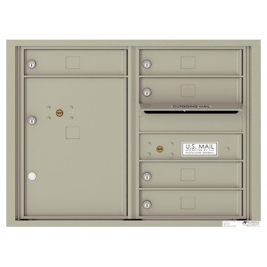 4C06D-05 - 5 Tenant Doors with 1 Parcel Locker and Outgoing Mail Compartment - 4C Wall Mount 6-High Mailboxes