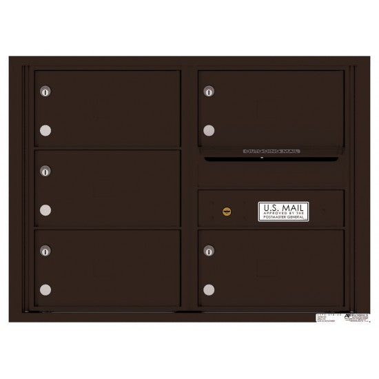 4C06D-05X - 5 Oversized Tenant Doors with Outgoing Mail Compartment - 4C Wall Mount 6-High Mailboxes
