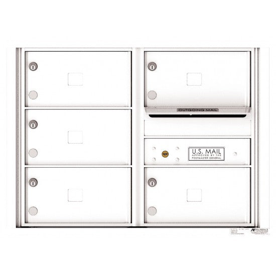 4C06D-05X - 5 Oversized Tenant Doors with Outgoing Mail Compartment - 4C Wall Mount 6-High Mailboxes