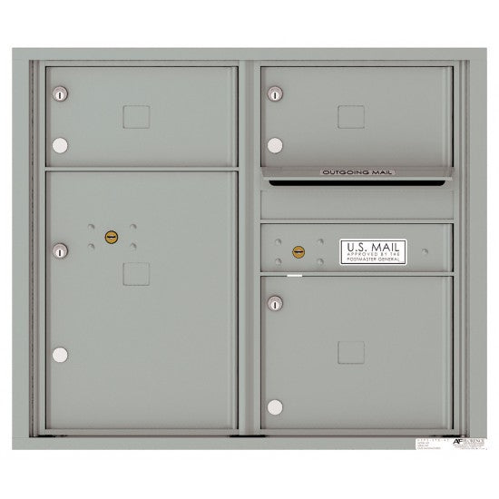 4C07D-03 - 3 Oversized Tenant Doors with 1 Parcel Locker and Outgoing Mail Compartment - 4C Wall Mount 7-High Mailboxes