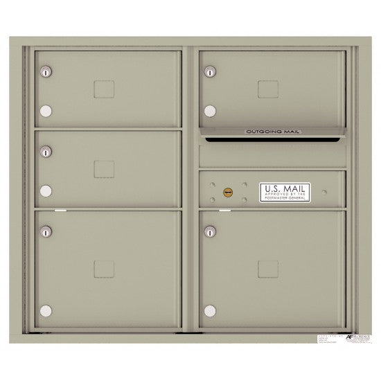4C07D-05 - 5 Oversized Tenant Doors with Outgoing Mail Compartment - 4C Wall Mount 7-High Mailboxes