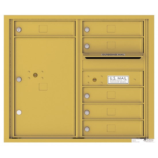 4C07D-06 - 6 Tenant Doors with 1 Parcel Locker and Outgoing Mail Compartment - 4C Wall Mount 7-High Mailboxes
