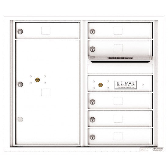 4C07D-06 - 6 Tenant Doors with 1 Parcel Locker and Outgoing Mail Compartment - 4C Wall Mount 7-High Mailboxes