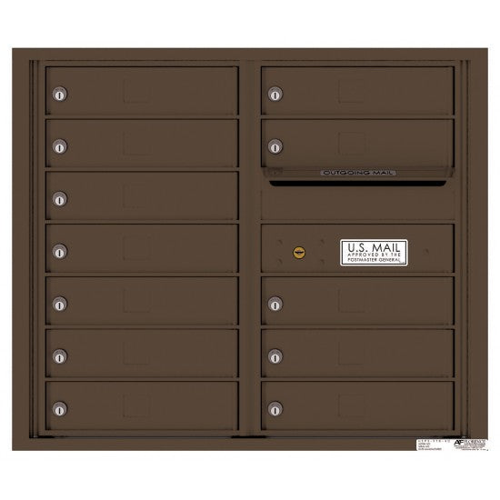 4C07D-12 - 12 Tenant Doors with Outgoing Mail Compartment - 4C Wall Mount 7-High Mailboxes