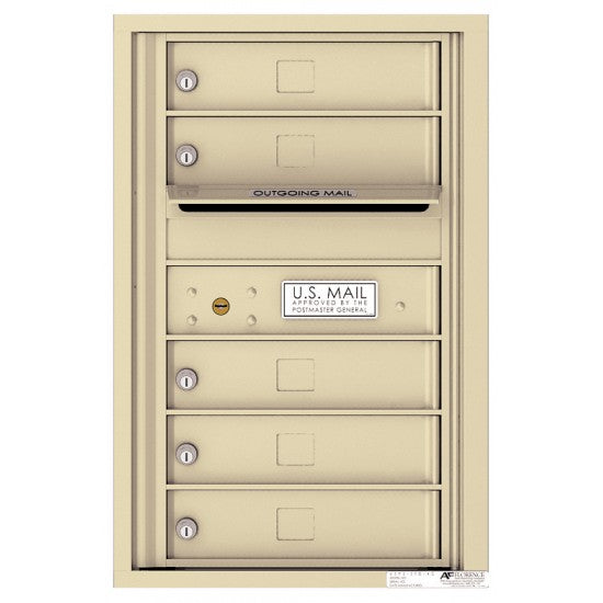 4C07S-05 - 5 Tenant Doors with Outgoing Mail Compartment - 4C Wall Mount 7-High Mailboxes