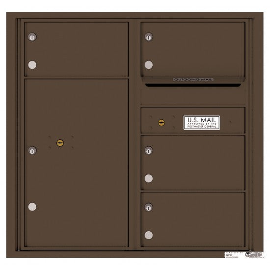 4C08D-04 - 4 Oversized Tenant Doors with 1 Parcel Locker and Outgoing Mail Compartment - 4C Wall Mount 8-High Mailboxes