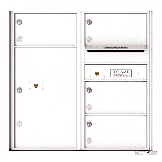 4C08D-04 - 4 Oversized Tenant Doors with 1 Parcel Locker and Outgoing Mail Compartment - 4C Wall Mount 8-High Mailboxes