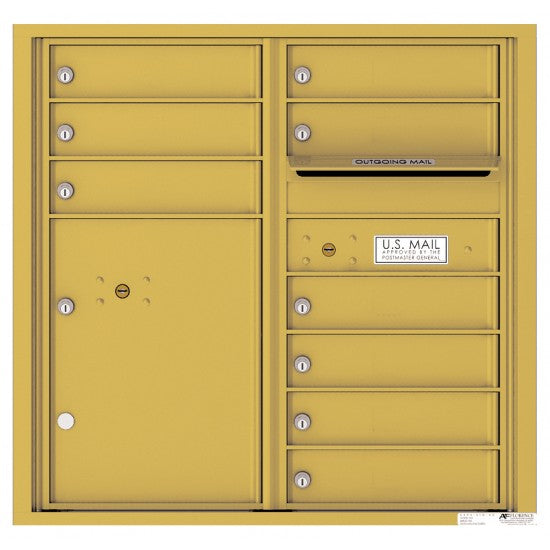 4C08D-09 - 9 Tenant Doors with 1 Parcel Locker and Outgoing Mail Compartment - 4C Wall Mount 8-High Mailboxes