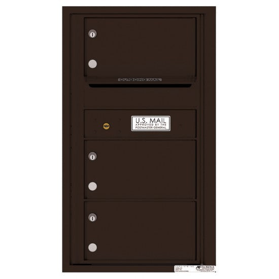 4C08S-03 - 3 Oversized Tenant Doors with Outgoing Mail Compartment - 4C Wall Mount 8-High Mailboxes