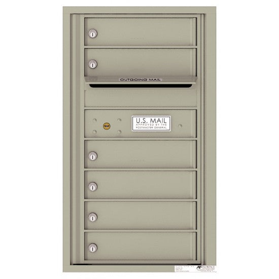 4C08S-06 - 6 Tenant Doors with Outgoing Mail Compartment - 4C Wall Mount 8-High Mailboxes