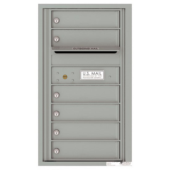 4C08S-06 - 6 Tenant Doors with Outgoing Mail Compartment - 4C Wall Mount 8-High Mailboxes