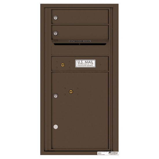 4C09S-02 - 2 Tenant Doors with 1 Parcel Locker and Outgoing Mail Compartment - 4C Wall Mount 9-High Mailboxes