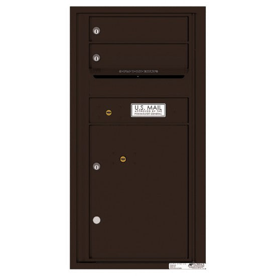 4C09S-02 - 2 Tenant Doors with 1 Parcel Locker and Outgoing Mail Compartment - 4C Wall Mount 9-High Mailboxes
