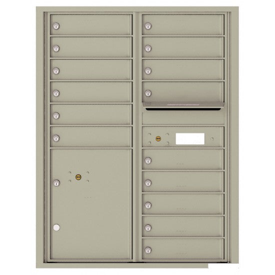4C11D-15 - 15 Tenant Doors with Parcel Locker and Outgoing Mail Compartment - 4C Wall Mount 11-High Mailboxes