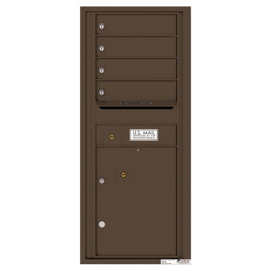 4C11S-04 - 4 Tenant Doors with 1 Parcel Lockers and Outgoing Mail Compartment - 4C Wall Mount 11-High Mailboxes