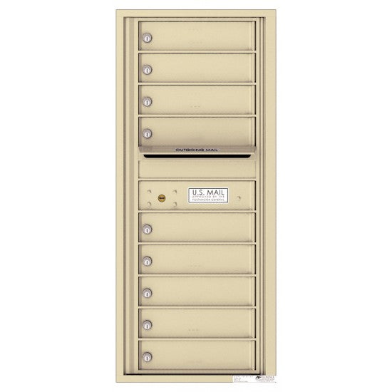 4C11S-09 - 9 Tenant Doors with Outgoing Mail Compartment - 4C Wall Mount 11-High Mailboxes