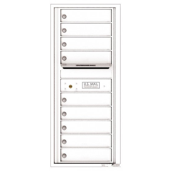 4C11S-09 - 9 Tenant Doors with Outgoing Mail Compartment - 4C Wall Mount 11-High Mailboxes