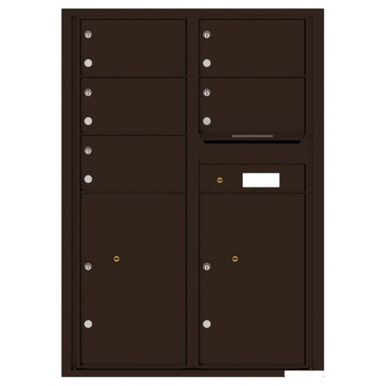 4C12D-05 - 5 Oversized Tenant Doors with 2 Parcel Lockers and Outgoing Mail Compartment - 4C Wall Mount 12-High Mailboxes
