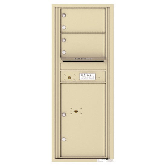 4C12S-02 - 2 Oversized Tenant Doors with 1 Parcel Locker and Outgoing Mail Compartment - 4C Wall Mount 12-High Mailboxes