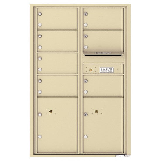4C13D-07 - 7 Oversized Tenant Doors with 2 Parcel Lockers and Outgoing Mail Compartment - 4C Wall Mount 13-High Mailboxes