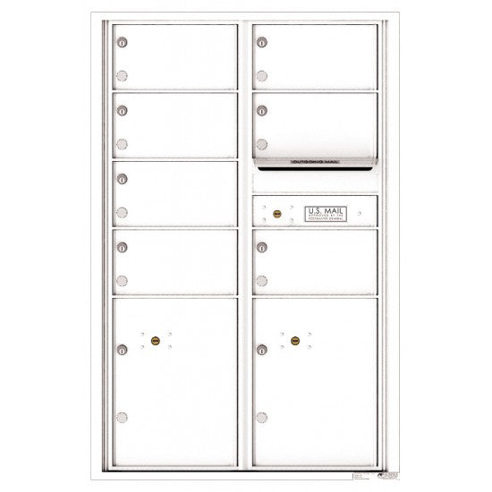 4C13D-07 - 7 Oversized Tenant Doors with 2 Parcel Lockers and Outgoing Mail Compartment - 4C Wall Mount 13-High Mailboxes