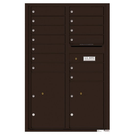 4C13D-13 - 13 Tenant Doors with 2 Parcel Lockers and Outgoing Mail Compartment - 4C Wall Mount 13-High Mailboxes