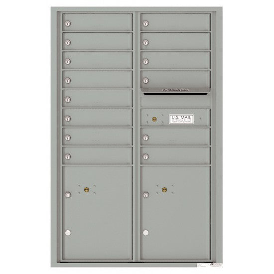 4C13D-14 - 14 Tenant Doors with 2 Parcel Lockers and Outgoing Mail Compartment - 4C Wall Mount 13-High Mailboxes