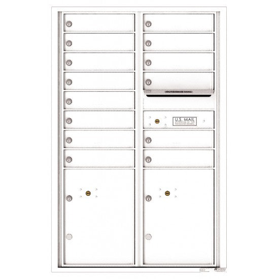 4C13D-14 - 14 Tenant Doors with 2 Parcel Lockers and Outgoing Mail Compartment - 4C Wall Mount 13-High Mailboxes