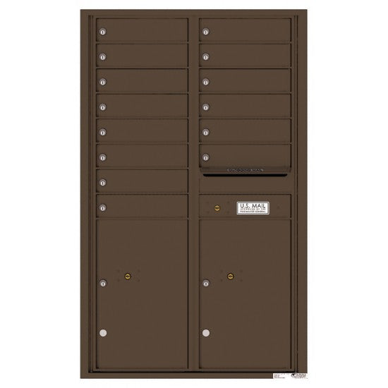 4C14D-14 - 14 Tenant Doors with 2 Parcel Lockers and Outgoing Mail Compartment - 4C Wall Mount 14-High Mailboxes