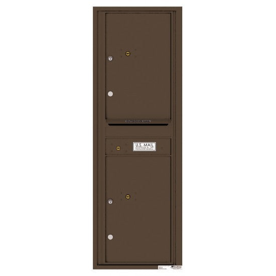 4C14S-2P - 2 Parcel Doors with 1 Outgoing Mail Compartment Unit - 4C Wall Mount 14-High