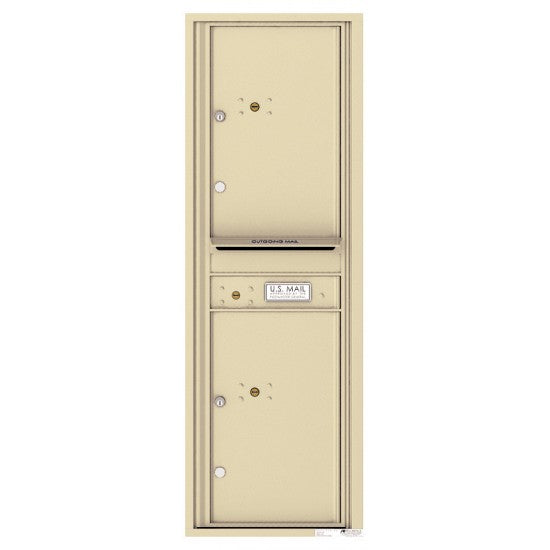 4C14S-2P - 2 Parcel Doors with 1 Outgoing Mail Compartment Unit - 4C Wall Mount 14-High