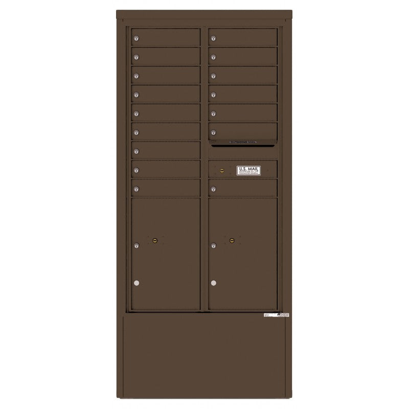 4C15D-16-D - 16 Tenant Doors with 2 Parcel Lockers and Outgoing Mail Compartment - 4C Depot Mailbox Module