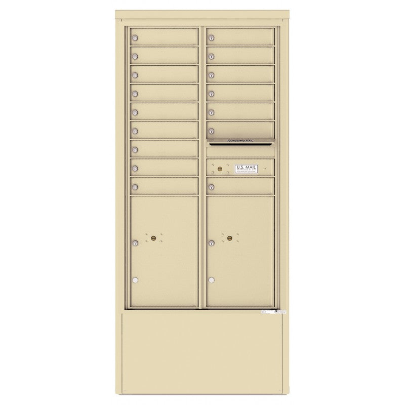 4C15D-16-D - 16 Tenant Doors with 2 Parcel Lockers and Outgoing Mail Compartment - 4C Depot Mailbox Module