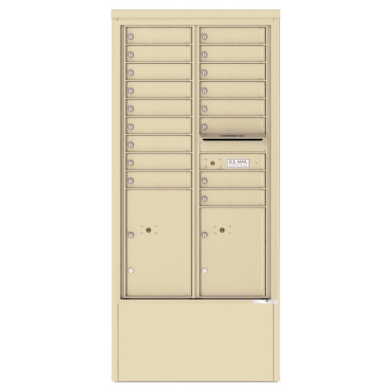 4C15D-17-D - 17 Tenant Doors with 2 Parcel Lockers and Outgoing Mail Compartment - 4C Depot Mailbox Module