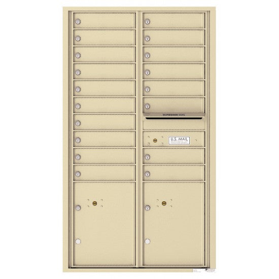 4C15D-18 - 18 Tenant Doors with 2 Parcel Lockers and Outgoing Mail Compartment - 4C Wall Mount 15-High Mailboxes