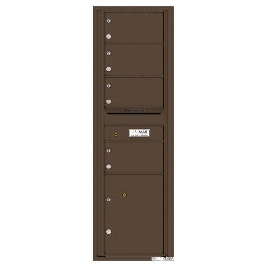 4C15S-04 - 4 Oversized Tenant Doors with 1 Parcel Locker and Outgoing Mail Compartment - 4C Wall Mount 15-High Mailboxes