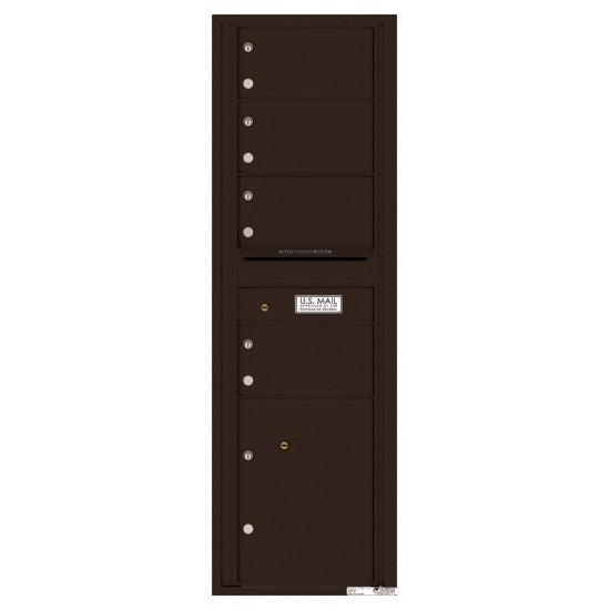 4C15S-04 - 4 Oversized Tenant Doors with 1 Parcel Locker and Outgoing Mail Compartment - 4C Wall Mount 15-High Mailboxes