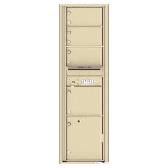 4C16S-04 - 4 Oversized Tenant Doors with 1 Parcel Locker and Outgoing Mail Compartment - 4C Wall Mount Max Height Mailboxes