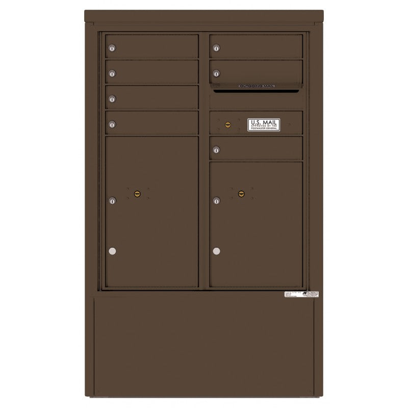 4CADD-07-D - 7 Tenant Doors with 2 Parcel Lockers and Outgoing Mail Compartment - 4C Depot Mailbox Module