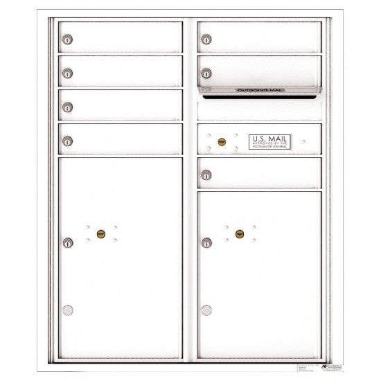 4CADD-07 - 7 Tenant Doors with 2 Parcel Lockers and Outgoing Mail Compartment - 4C Wall Mount ADA Max Height Mailboxes