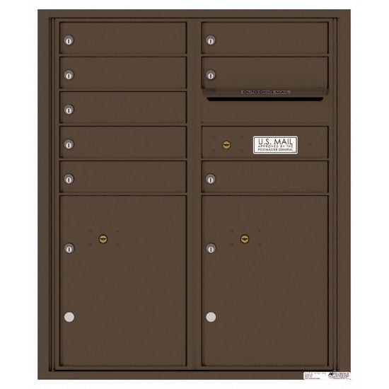 4CADD-08 - 8 Tenant Doors with 2 Parcel Lockers and Outgoing Mail Compartment - 4C Wall Mount ADA Max Height Mailboxes