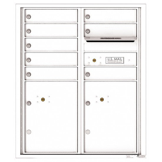 4CADD-08 - 8 Tenant Doors with 2 Parcel Lockers and Outgoing Mail Compartment - 4C Wall Mount ADA Max Height Mailboxes