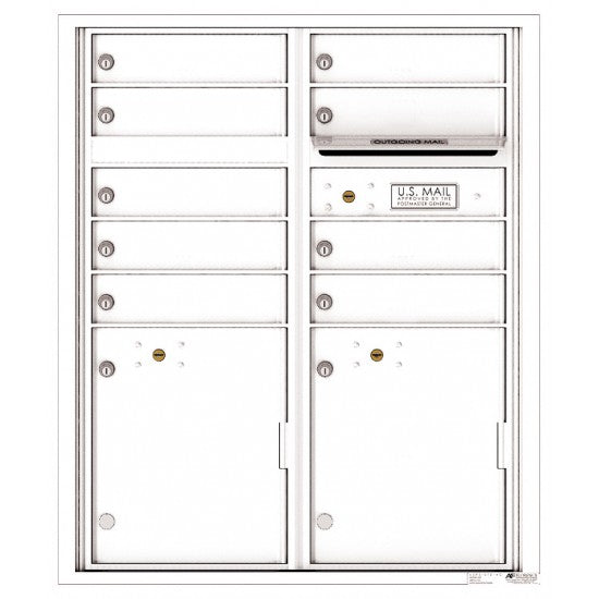 4CADD-09 - 9 Tenant Doors with 2 Parcel Lockers and Outgoing Mail Compartment - 4C Wall Mount ADA Max Height Mailboxes