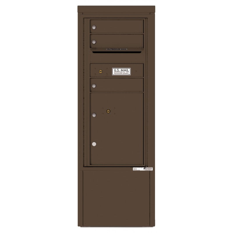 4CADS-03-D - 3 Tenant Doors with 1 Parcel Locker and Outgoing Mail Compartment - 4C Depot Mailbox Module