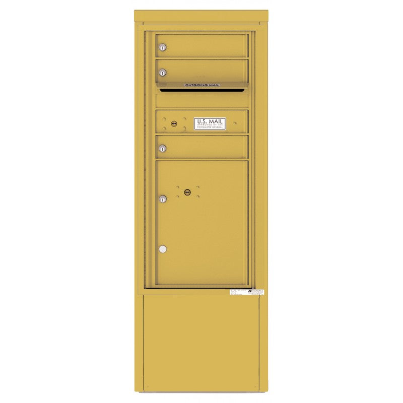 4CADS-03-D - 3 Tenant Doors with 1 Parcel Locker and Outgoing Mail Compartment - 4C Depot Mailbox Module