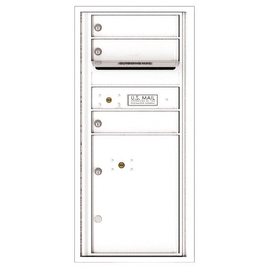 4CADS-03 - 3 Tenant Doors with 1 Parcel Locker and Outgoing Mail Compartment - 4C Wall Mount ADA Max Height Mailboxes