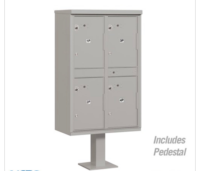 Salsbury Outdoor Parcel Locker with 4 Compartments in Gray with USPS Access – Type II
